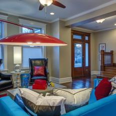 Colorful, Eclectic Sitting Room Livens Up Entryway