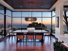 Contemporary White Dining Room With Ocean View