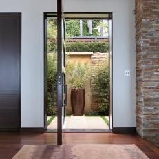 Modern White Entryway With a View