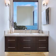 Contemporary White Bathroom With a View