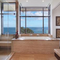 Contemporary Master Bathroom With Ocean View