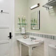 Traditional Neutral Bathroom Features Pedestal Sink