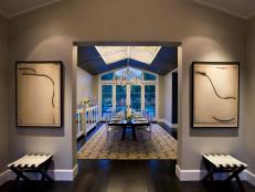 Chic Contemporary Dining Room With Vaulted Ceiling