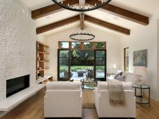 Contemporary Family Room With a Vaulted Ceiling