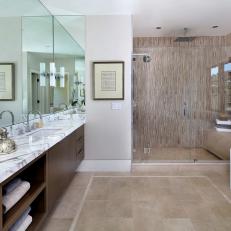 Contemporary Master Bathroom With Glass Enclosed Shower