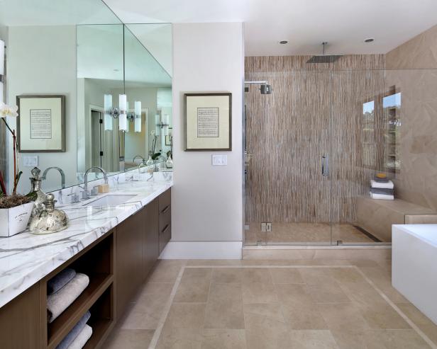 Contemporary Master Bathroom With Glass Enclosed Shower | HGTV