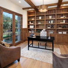Contemporary Home Office With Built-In Bookshelf