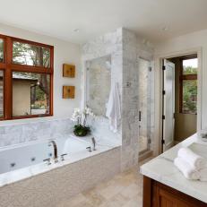 Zen-Inspired Bathroom With Decorative Bathtub