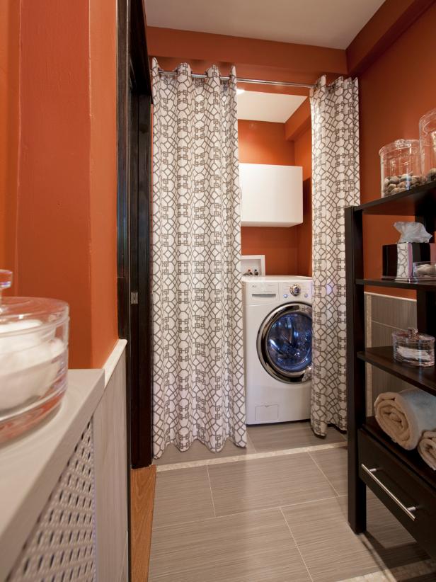Bold Orange Laundry Room