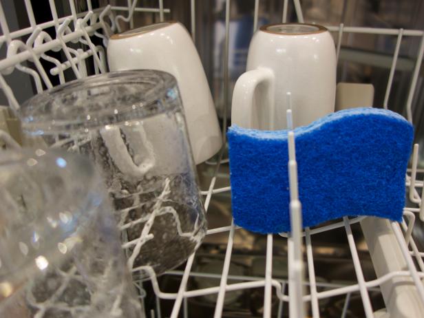 kitchen sponge in dishwasher