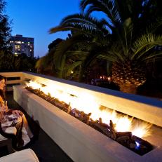 Contemporary Terrace With Sleek Fire Feature