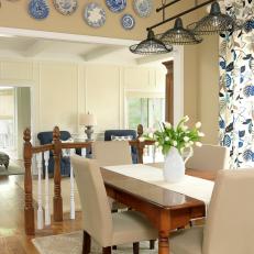 Traditional Breakfast Room With Industrial Light Fixture