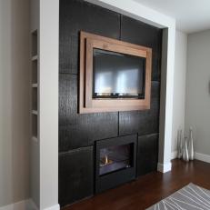 Modern Wood Fireplace With TV