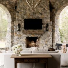Gorgeous Stone Outdoor Fireplace