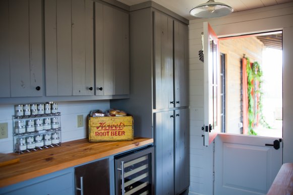 Country-Style Pantry With Gray Cabinets
