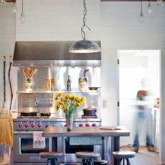 Industrial Farmhouse Kitchen With Professional-Grade Stove