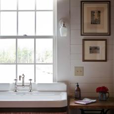 Country-Style Powder Room With Farmhouse Sink