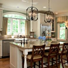 Lantern-Style Pendants Wow in Traditional Kitchen