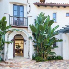 White Mediterranean Home Exterior and Entryway