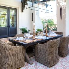 Mediterranean Patio With Dining Table and Chairs