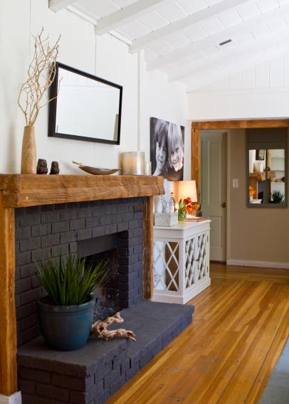 15 Gorgeous Painted Brick Fireplaces, White Brick Fireplace With Black Mantel