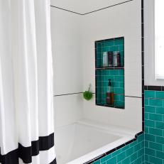 Retro-Inspired Shower With Tiled Alcove