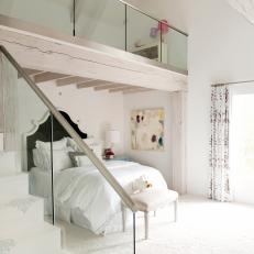 Crisp White Bedroom With Posh Loft Space