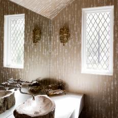 Glam Gold Bathroom Brings the Outdoors In