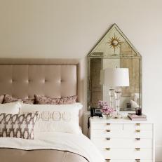 Transitional Bedroom With Chic White Nightstand
