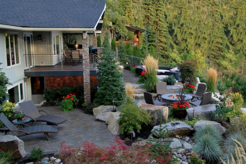 Landscaped Backyard With Tiered Patio