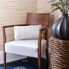 Modern Wooden Chair With Neutral Upholstery