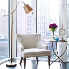 Chic Modern Armchair With Gold Floor Lamp