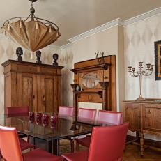 Eclectic Dining Room With Craftsman Armoire and Buffet