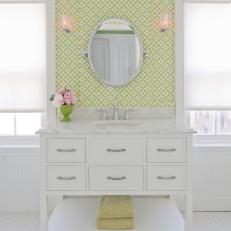 Transitional Bathroom With Charming White Vanity
