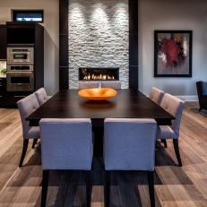Dining Area With Cultured Stone Accent Panel and Low Chairs 