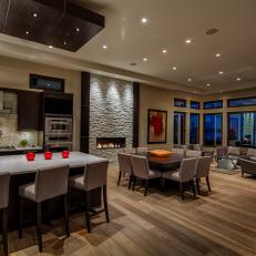 Neutral Open Design Featuring Kitchen, Dining and Sitting Area 