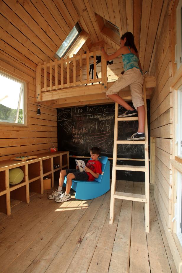 two story wooden playhouse