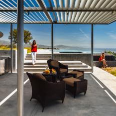 Modern Backyard Features Outdoor Kitchen & Sitting Area