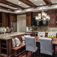 Custom Transitional Kitchen With Built-in Banquette Seating