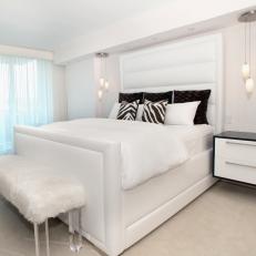 Spacious All White Bedroom With Layered Texture 