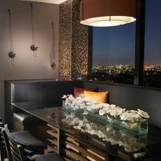 Custom Banquette in Modern Dining Room With a View