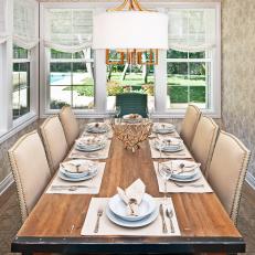 Contemporary Country Dining Room With Gorgeous Wood Table