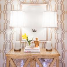 Gold and Silver Entry With Metallic Console Table