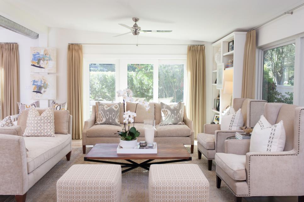 Transitional Living Room With Neutral Furnishings