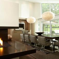 Modern Dining Room With Fireplace 