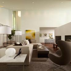 Open Living Room With Modern Fireplace