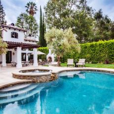 Spanish Colonial Home With Backyard Pool and Hot Tub