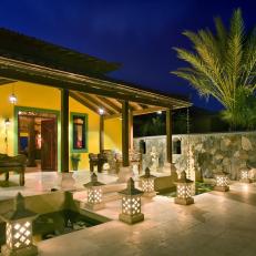 Home Exterior at Night: Balinese-Inspired Villa in Tortola, British Virgin Islands