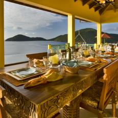 Outdoor Dining Room: Balinese-Inspired Villa in Tortola, British Virgin Islands