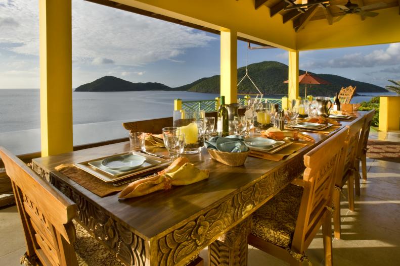 Yellow Outdoor Dining Area in British Virgin Islands